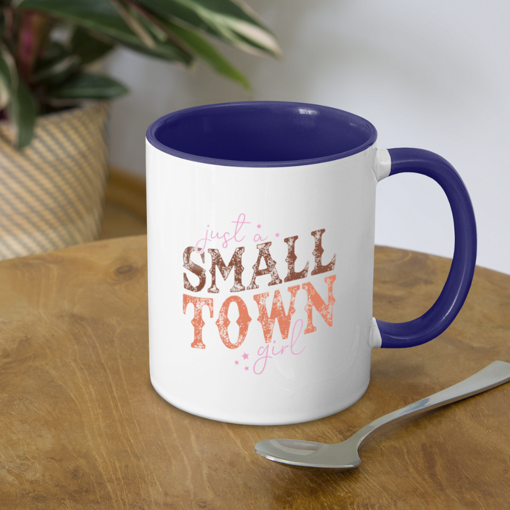 Just A Small Town Girl Coffee Mug - white/cobalt blue