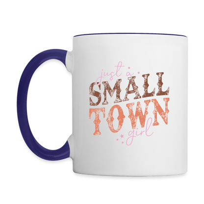 Just A Small Town Girl Coffee Mug - white/cobalt blue