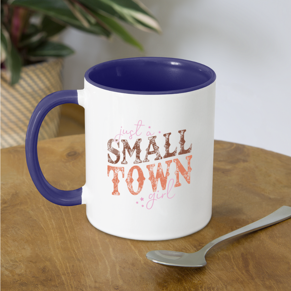 Just A Small Town Girl Coffee Mug - white/cobalt blue