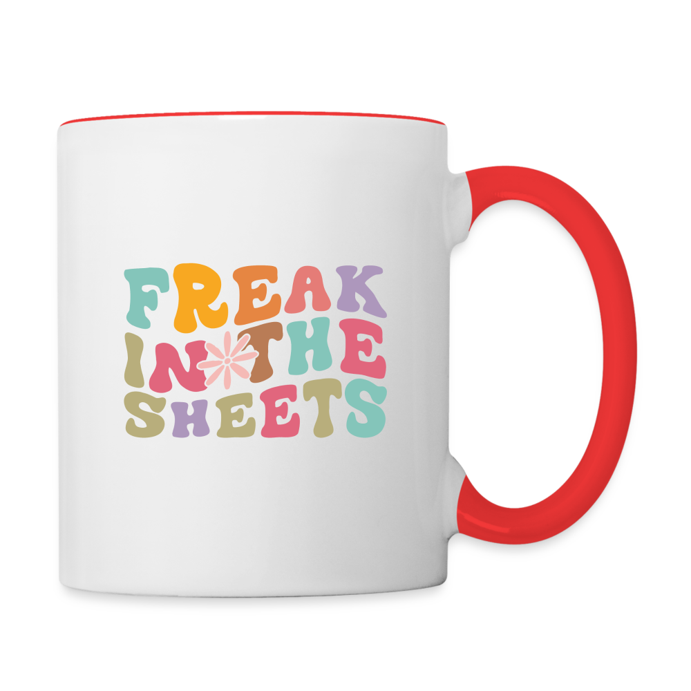 Freak In The Sheets Coffee Mug - white/red