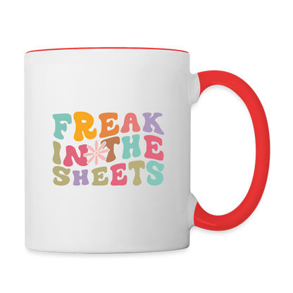 Freak In The Sheets Coffee Mug - white/red