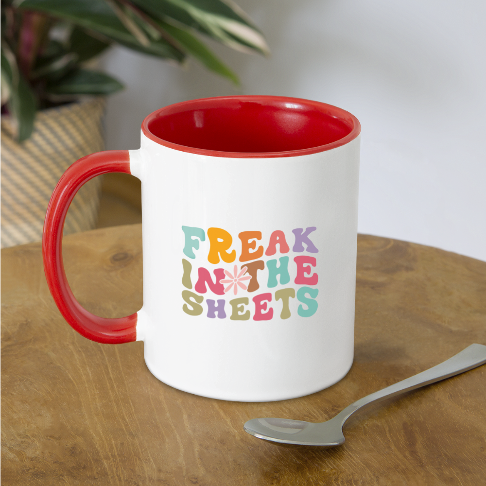 Freak In The Sheets Coffee Mug - white/red