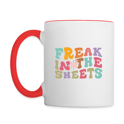 Freak In The Sheets Coffee Mug - white/red