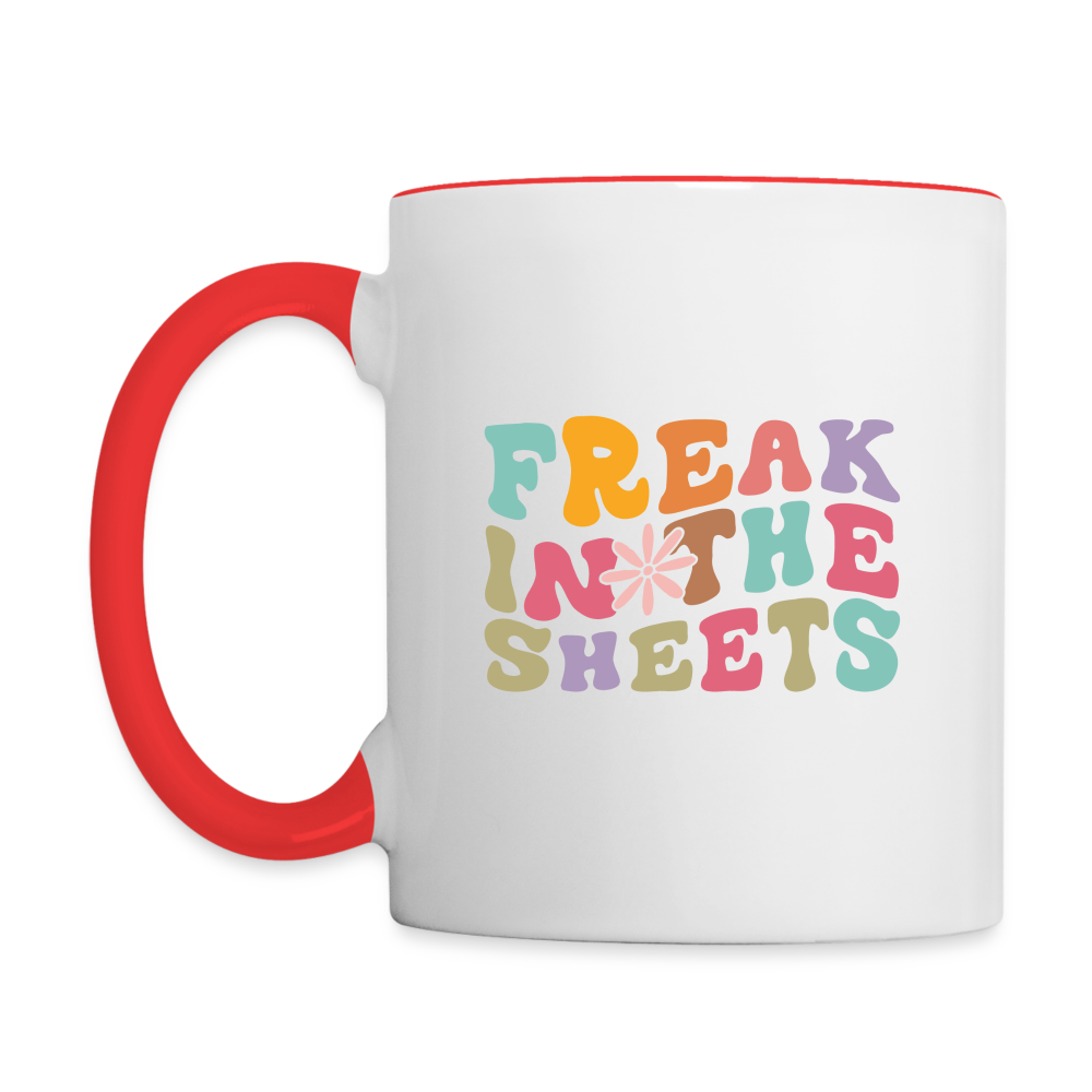 Freak In The Sheets Coffee Mug - white/red