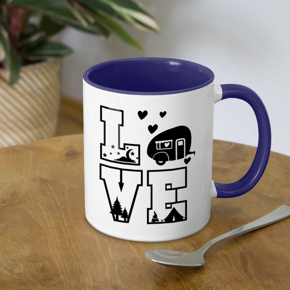 Love Camping Coffee Mug - white/cobalt blue