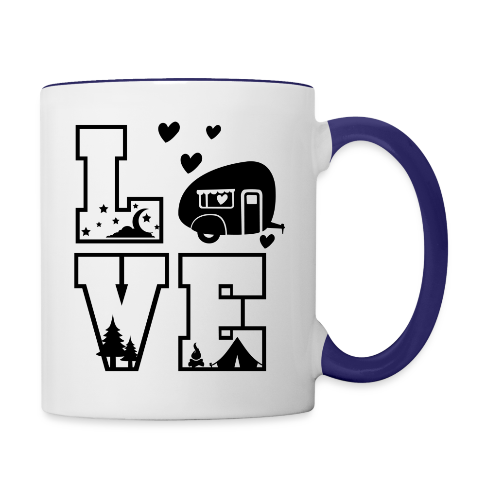 Love Camping Coffee Mug - white/cobalt blue