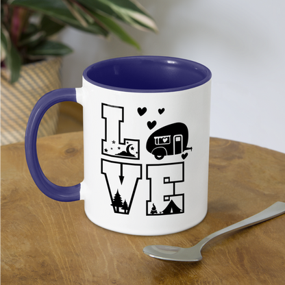 Love Camping Coffee Mug - white/cobalt blue