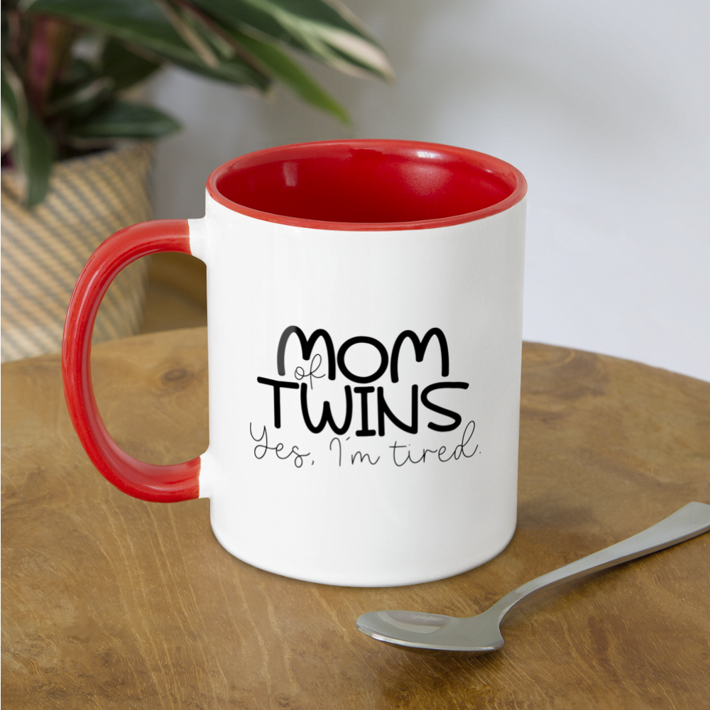 Mom Of Twins Yes I'm Tired Coffee Mug - white/red