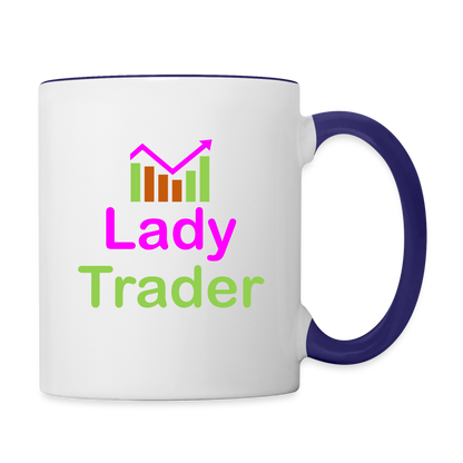 Lady Trader Coffee Mug - white/cobalt blue