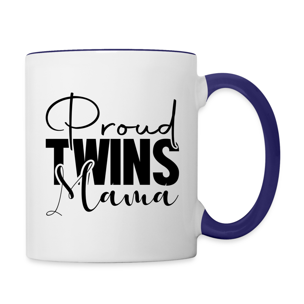 Proud Twins Mama Coffee Mug - white/cobalt blue
