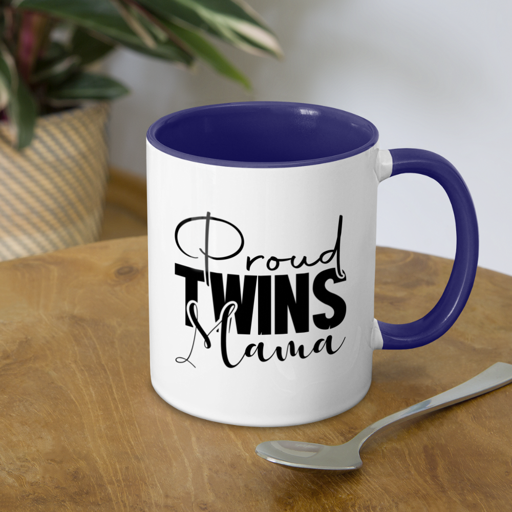 Proud Twins Mama Coffee Mug - white/cobalt blue