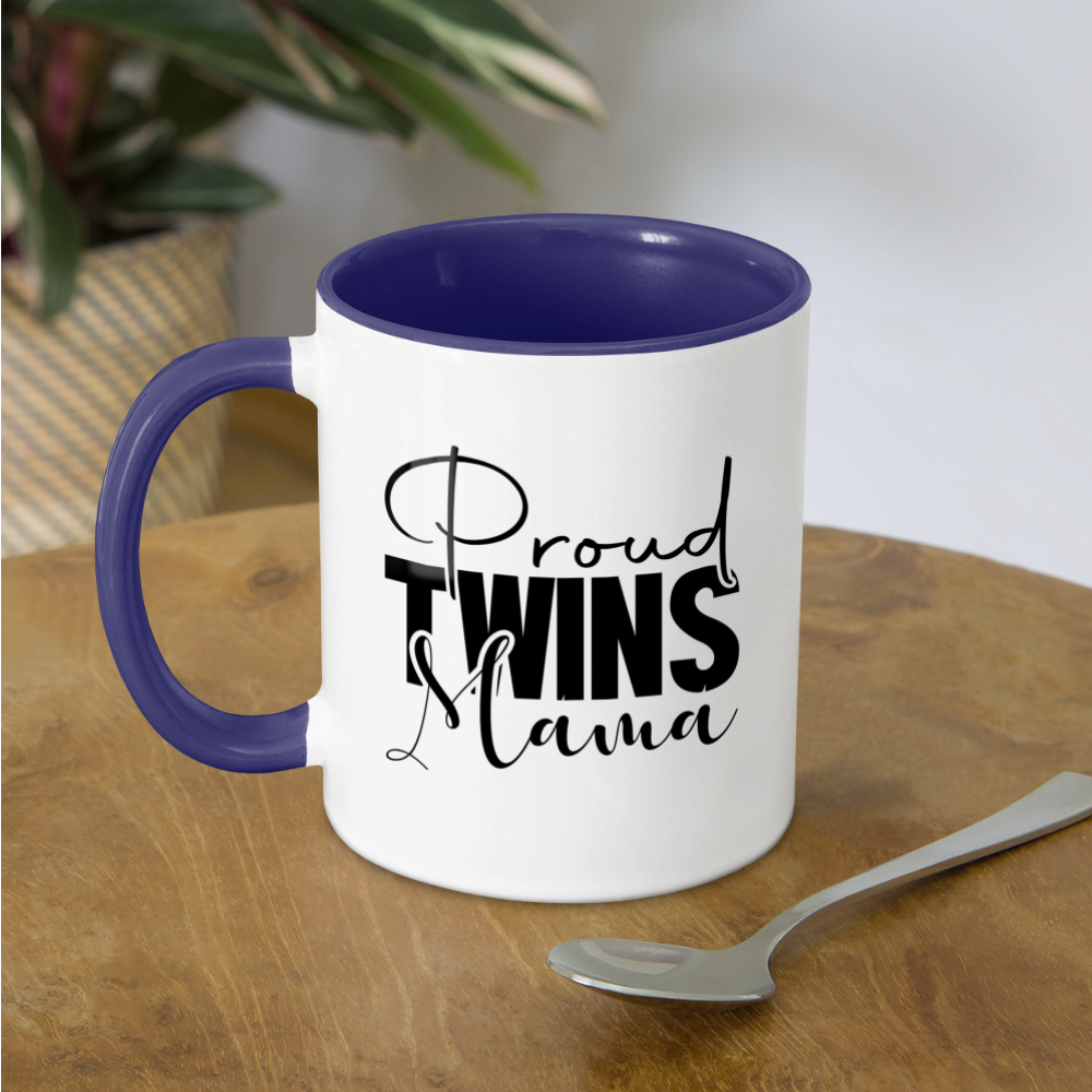 Proud Twins Mama Coffee Mug - white/cobalt blue