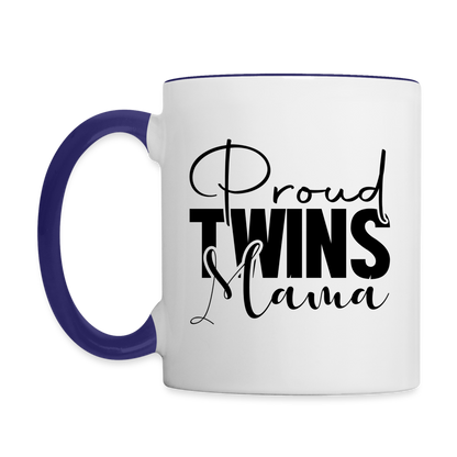 Proud Twins Mama Coffee Mug - white/cobalt blue