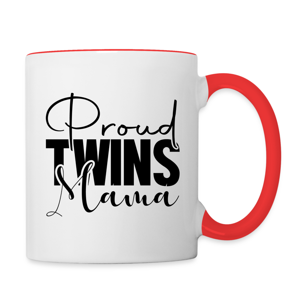 Proud Twins Mama Coffee Mug - white/red