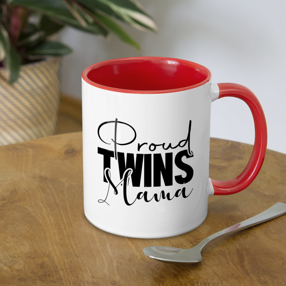 Proud Twins Mama Coffee Mug - white/red