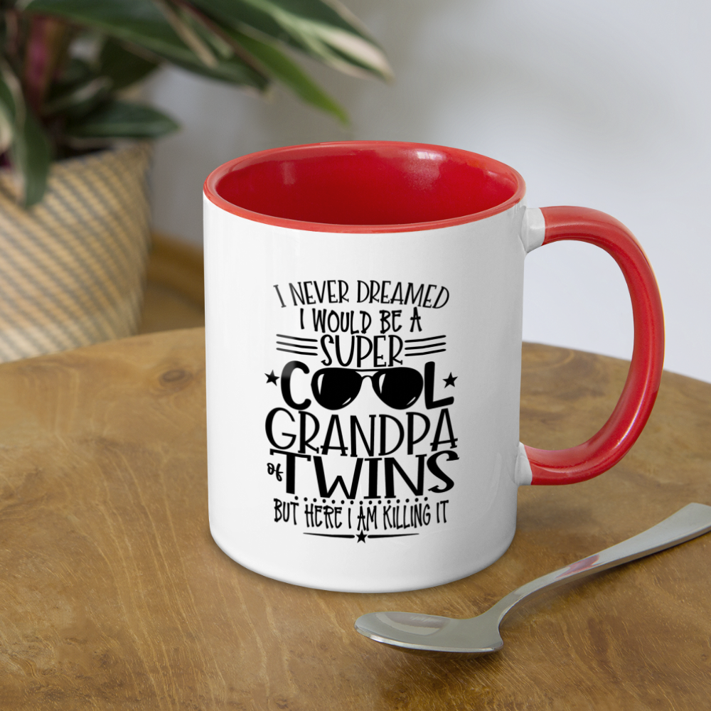 Super Cool Grandpa Of Twins Coffee Mug - white/red