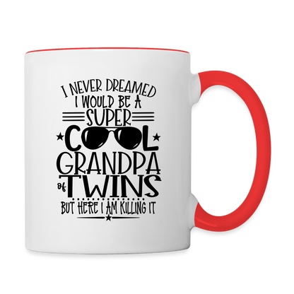 Super Cool Grandpa Of Twins Coffee Mug - white/red