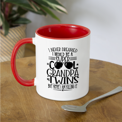 Super Cool Grandpa Of Twins Coffee Mug - white/red