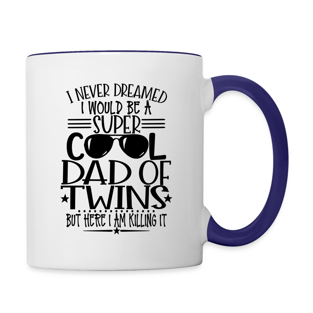 Super Cool Dad of Twins Coffee Mug - white/cobalt blue