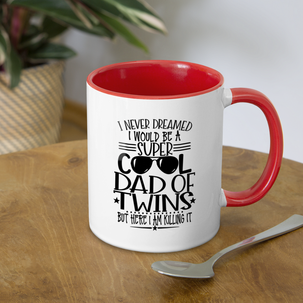 Super Cool Dad of Twins Coffee Mug - white/red