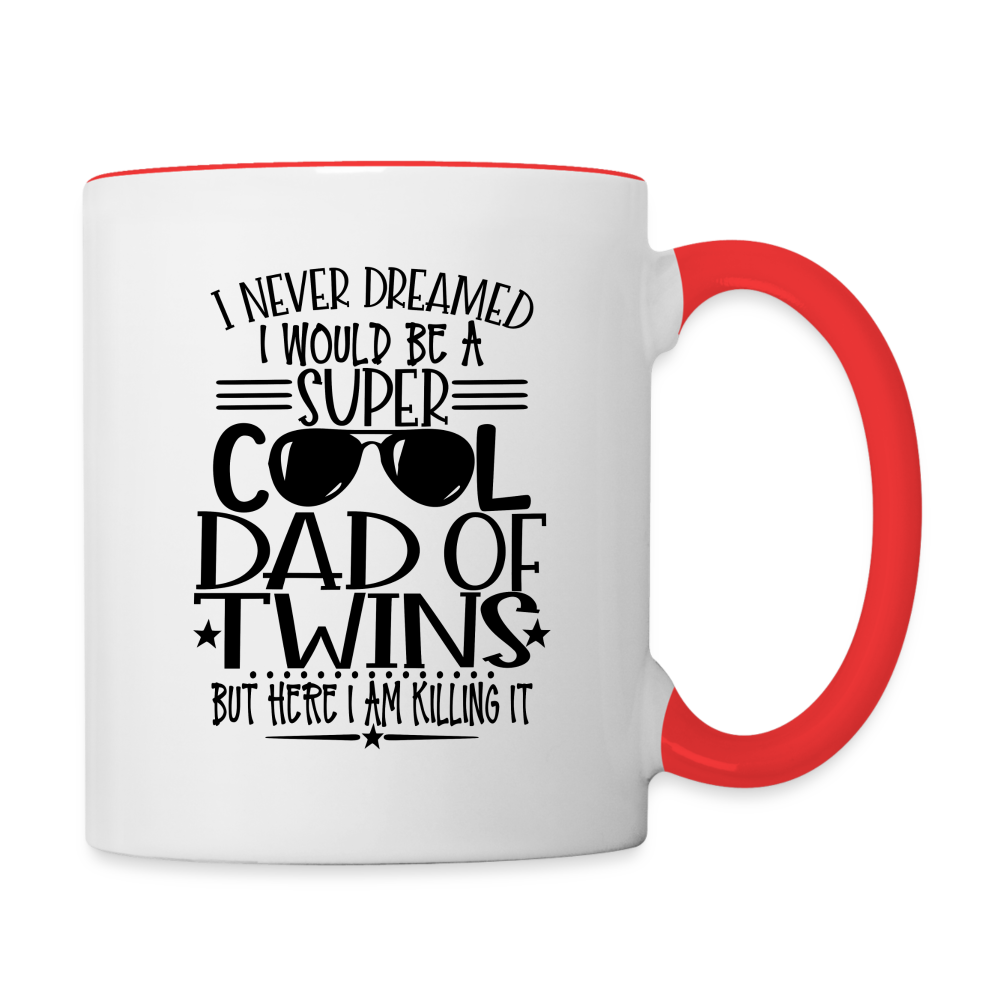 Super Cool Dad of Twins Coffee Mug - white/red