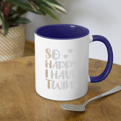 So Happy I Have Twins Coffee Mug - white/cobalt blue