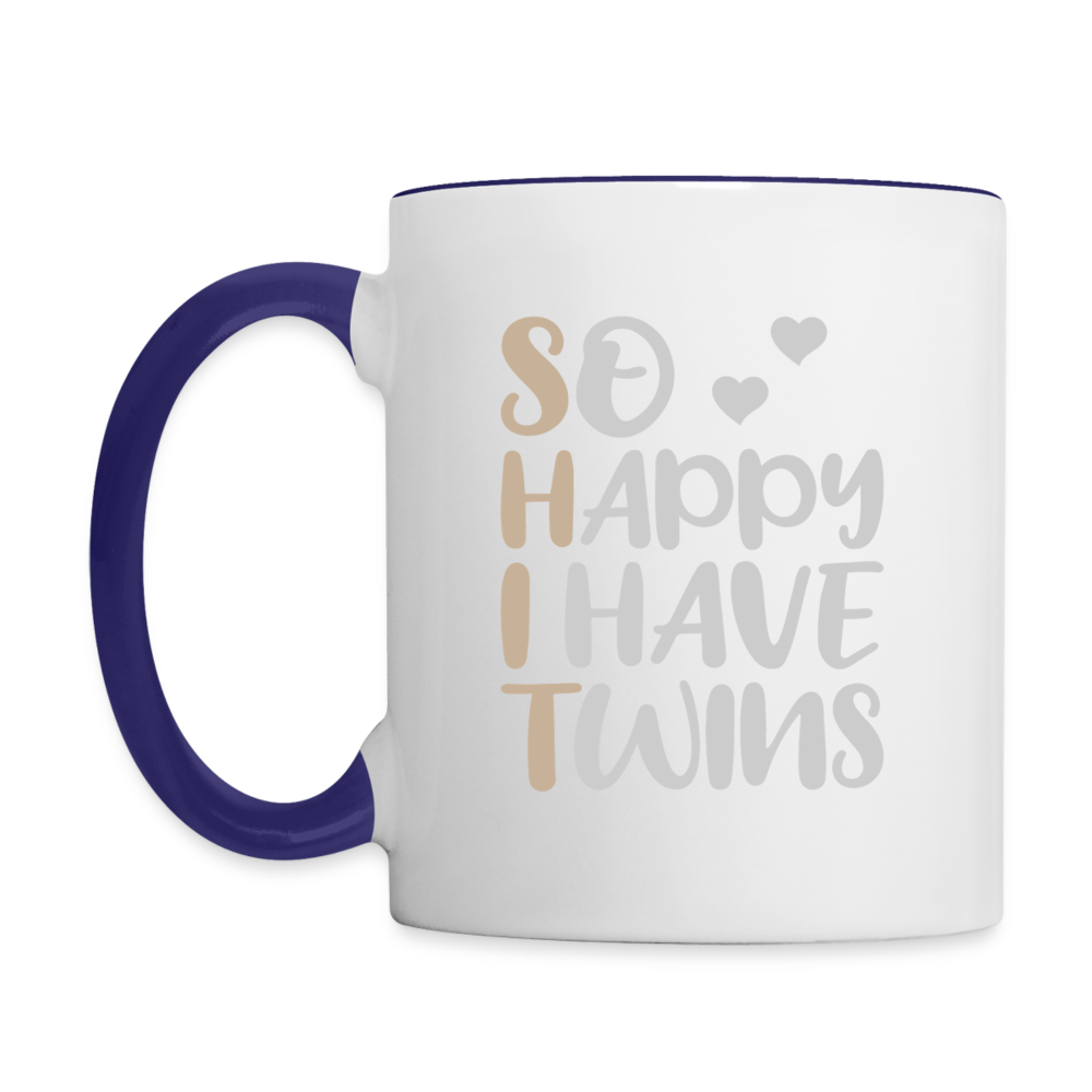 So Happy I Have Twins Coffee Mug - white/cobalt blue