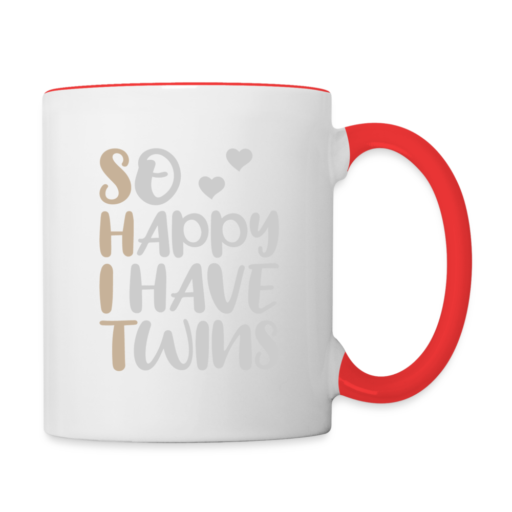 So Happy I Have Twins Coffee Mug - white/red