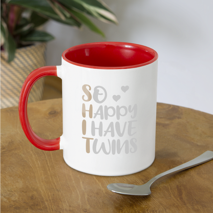 So Happy I Have Twins Coffee Mug - white/red