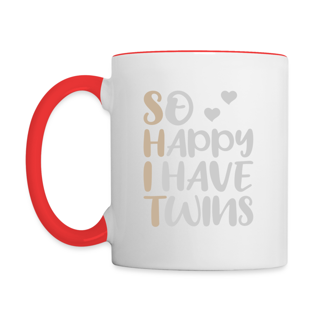 So Happy I Have Twins Coffee Mug - white/red
