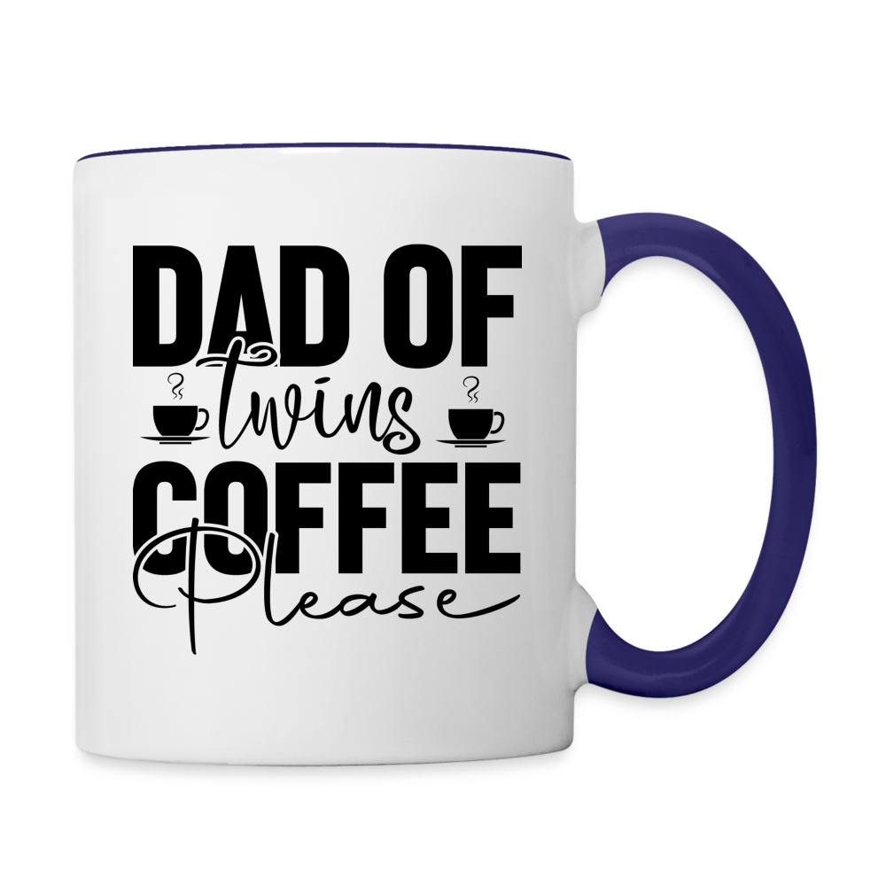 Dad of Twins Coffee Mug - white/cobalt blue