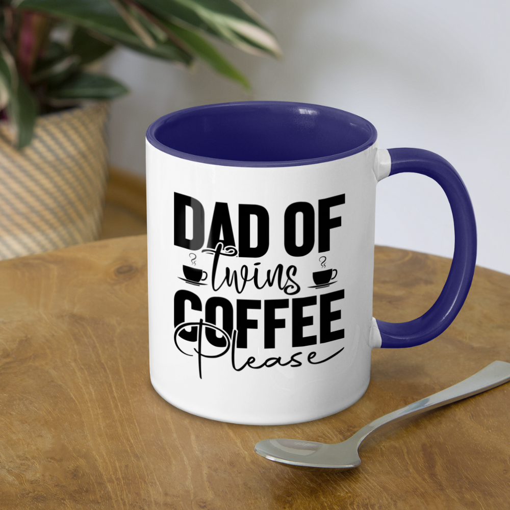 Dad of Twins Coffee Mug - white/cobalt blue