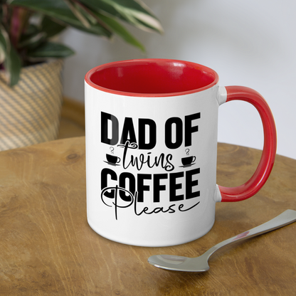 Dad of Twins Coffee Mug - white/red