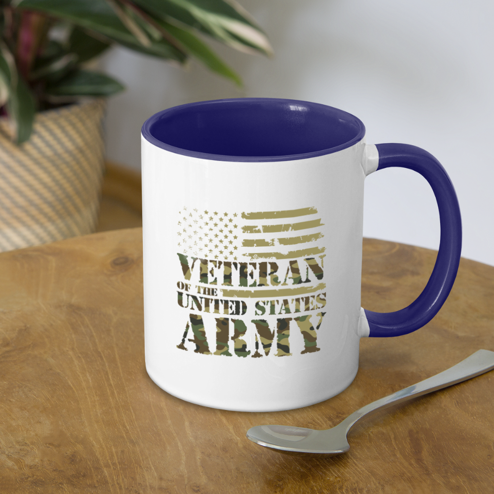 Veteran of the United States Army Coffee Mug - white/cobalt blue