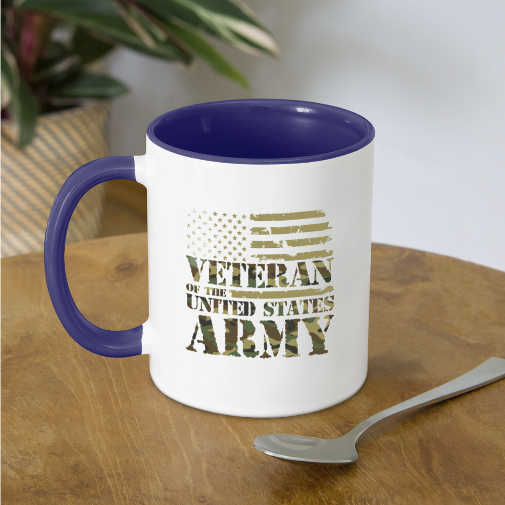 Veteran of the United States Army Coffee Mug - white/cobalt blue