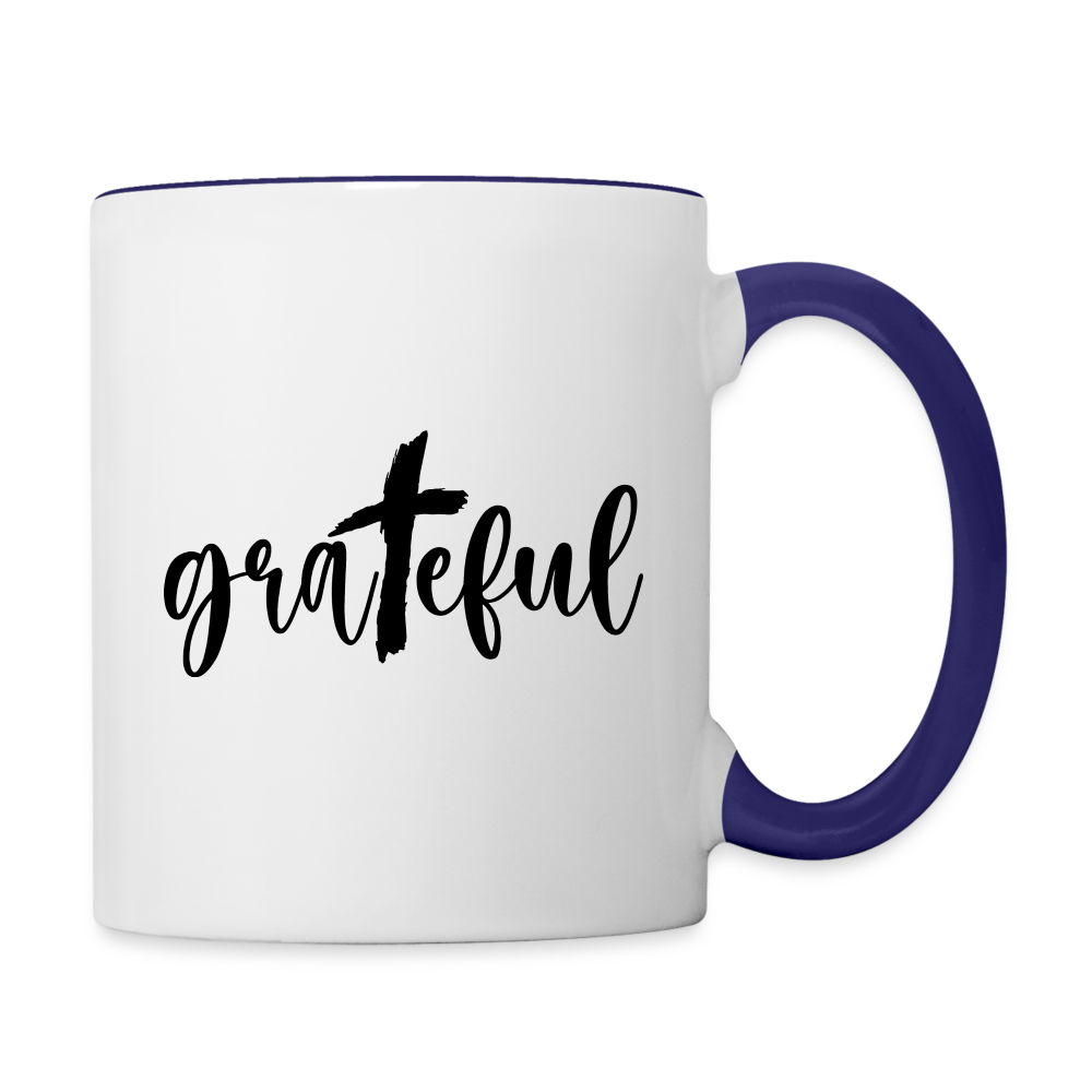Grateful Coffee Mug - white/cobalt blue