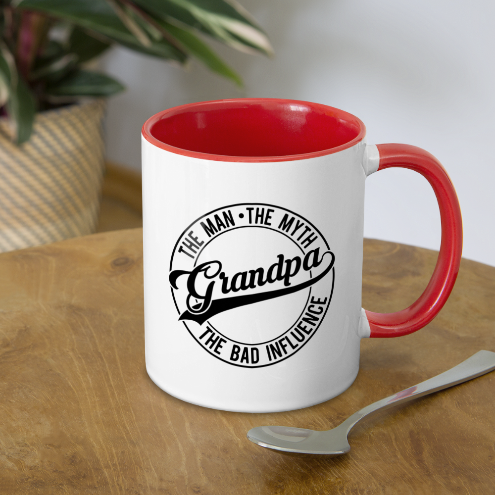 Grandpa The Bad Influence Coffee Mug - white/red