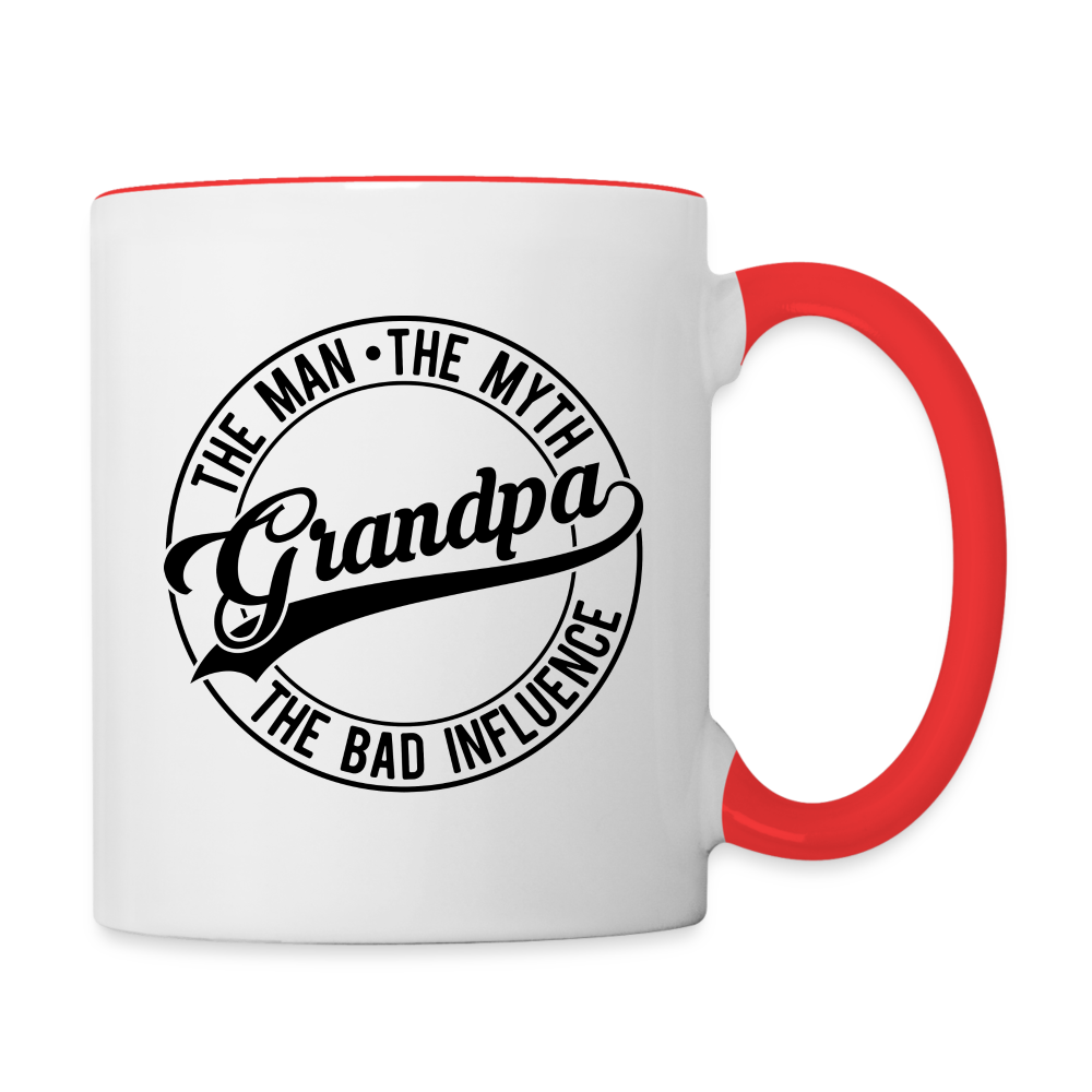 Grandpa The Bad Influence Coffee Mug - white/red