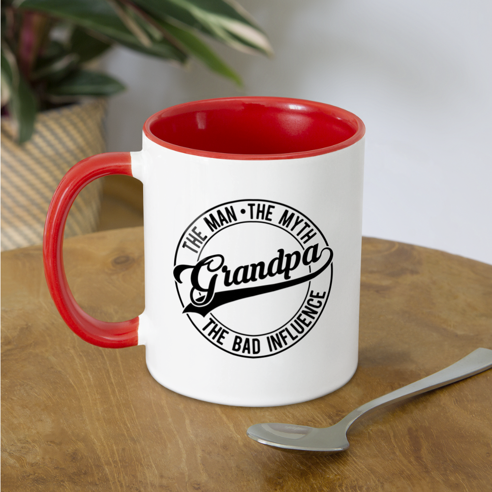 Grandpa The Bad Influence Coffee Mug - white/red