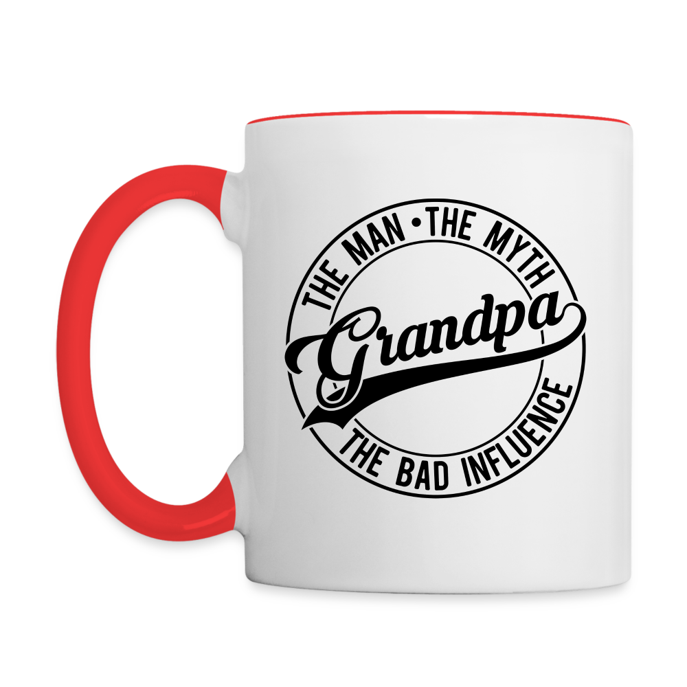 Grandpa The Bad Influence Coffee Mug - white/red