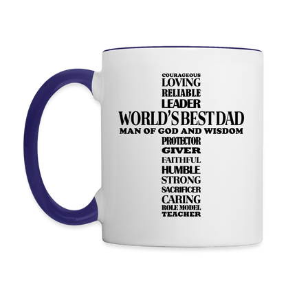 World's Best Dad Man of God and Wisdom Coffee Mug - white/cobalt blue