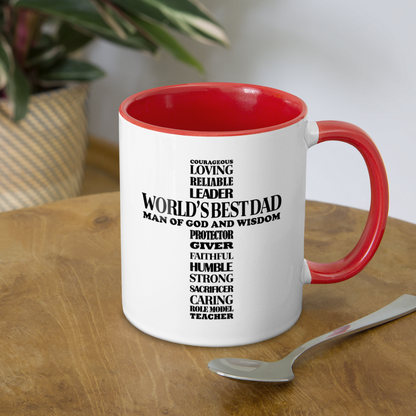 World's Best Dad Man of God and Wisdom Coffee Mug - white/red