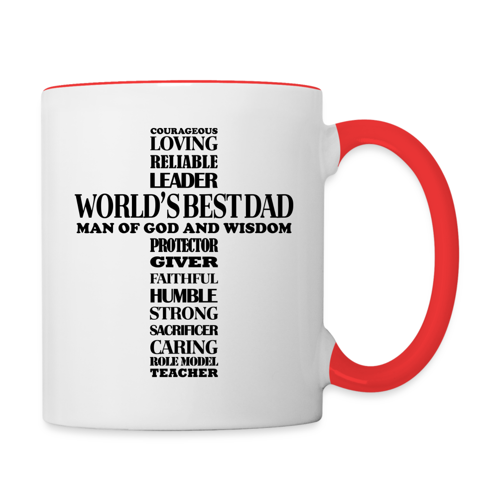 World's Best Dad Man of God and Wisdom Coffee Mug - white/red