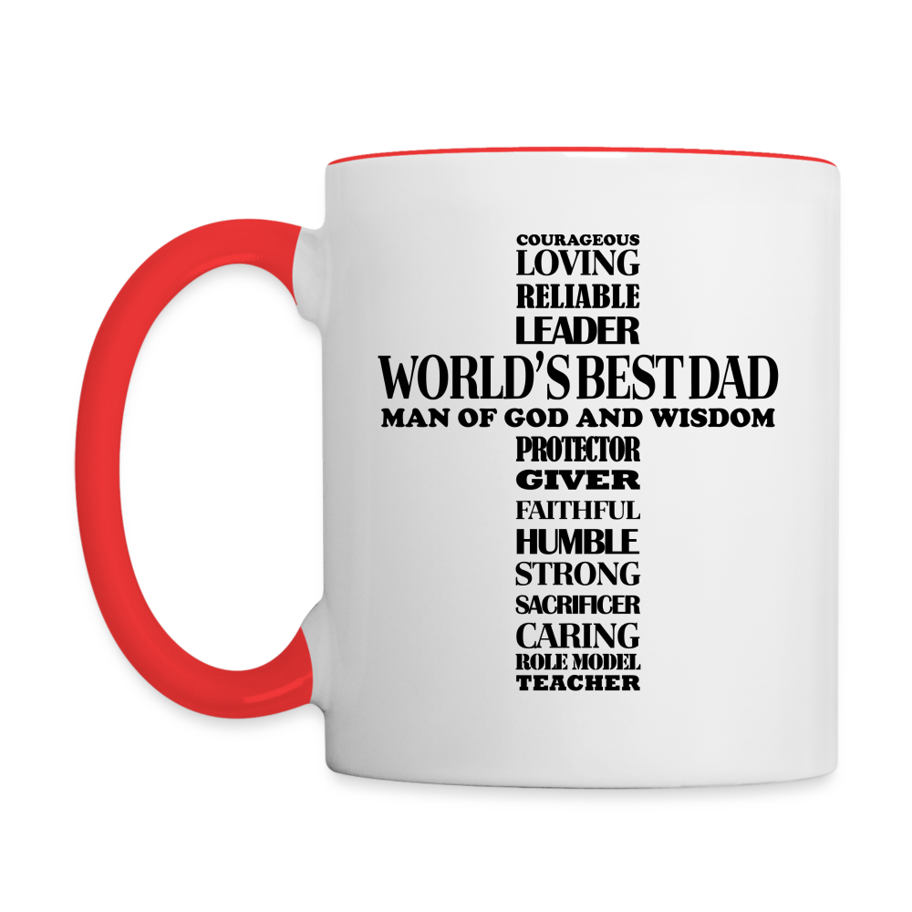 World's Best Dad Man of God and Wisdom Coffee Mug - white/red