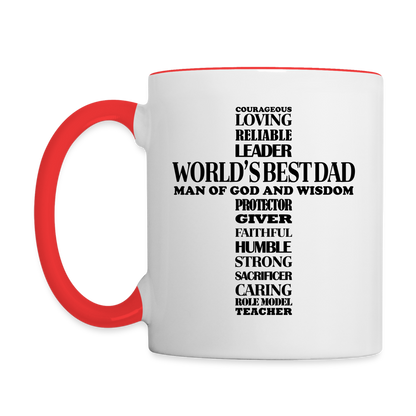 World's Best Dad Man of God and Wisdom Coffee Mug - white/red