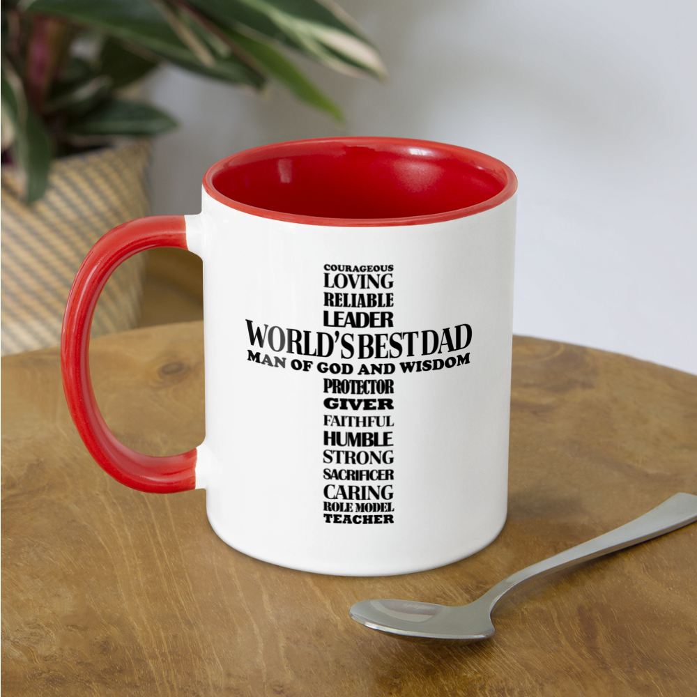 World's Best Dad Man of God and Wisdom Coffee Mug - white/red