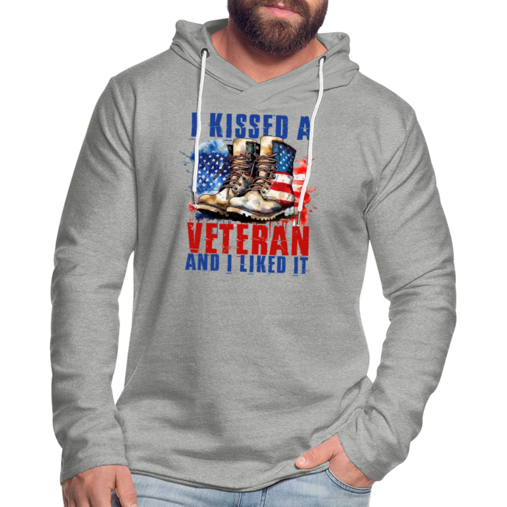 I Kissed A Veteran And I Liked It Lightweight Terry Hoodie - heather gray