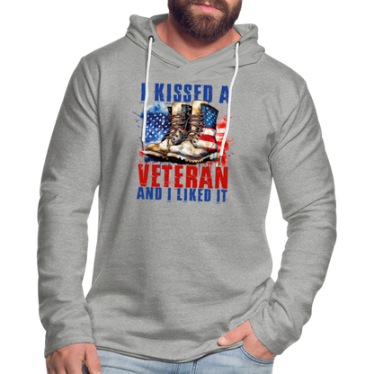 I Kissed A Veteran And I Liked It Lightweight Terry Hoodie - heather gray