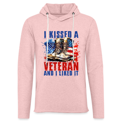 I Kissed A Veteran And I Liked It Lightweight Terry Hoodie - cream heather pink