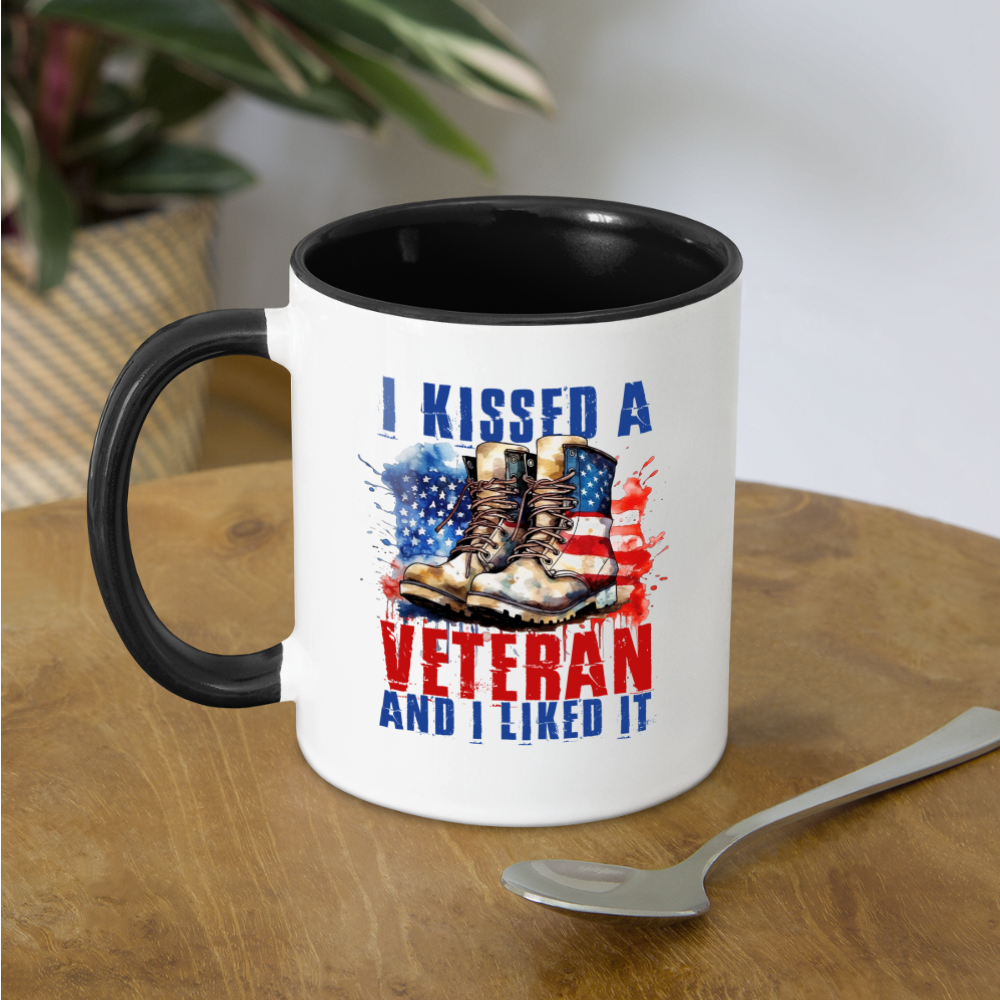I Kissed A Veteran And I Liked It Coffee Mug - white/black